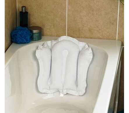Opblaasbaar bad-hoofdkussen met badstof bekleding