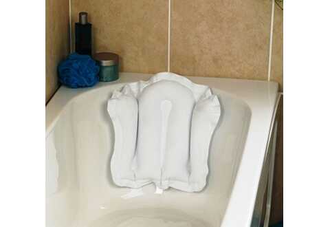 Opblaasbaar bad-hoofdkussen met badstof bekleding
