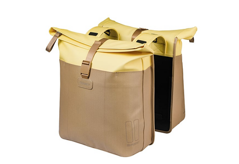 Vive dubbele fietstas 28-35L - gebroken zand/geel