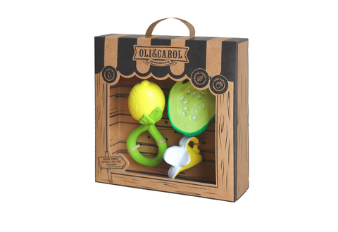 Geschenkset rammelaar + bijtspeeltjes