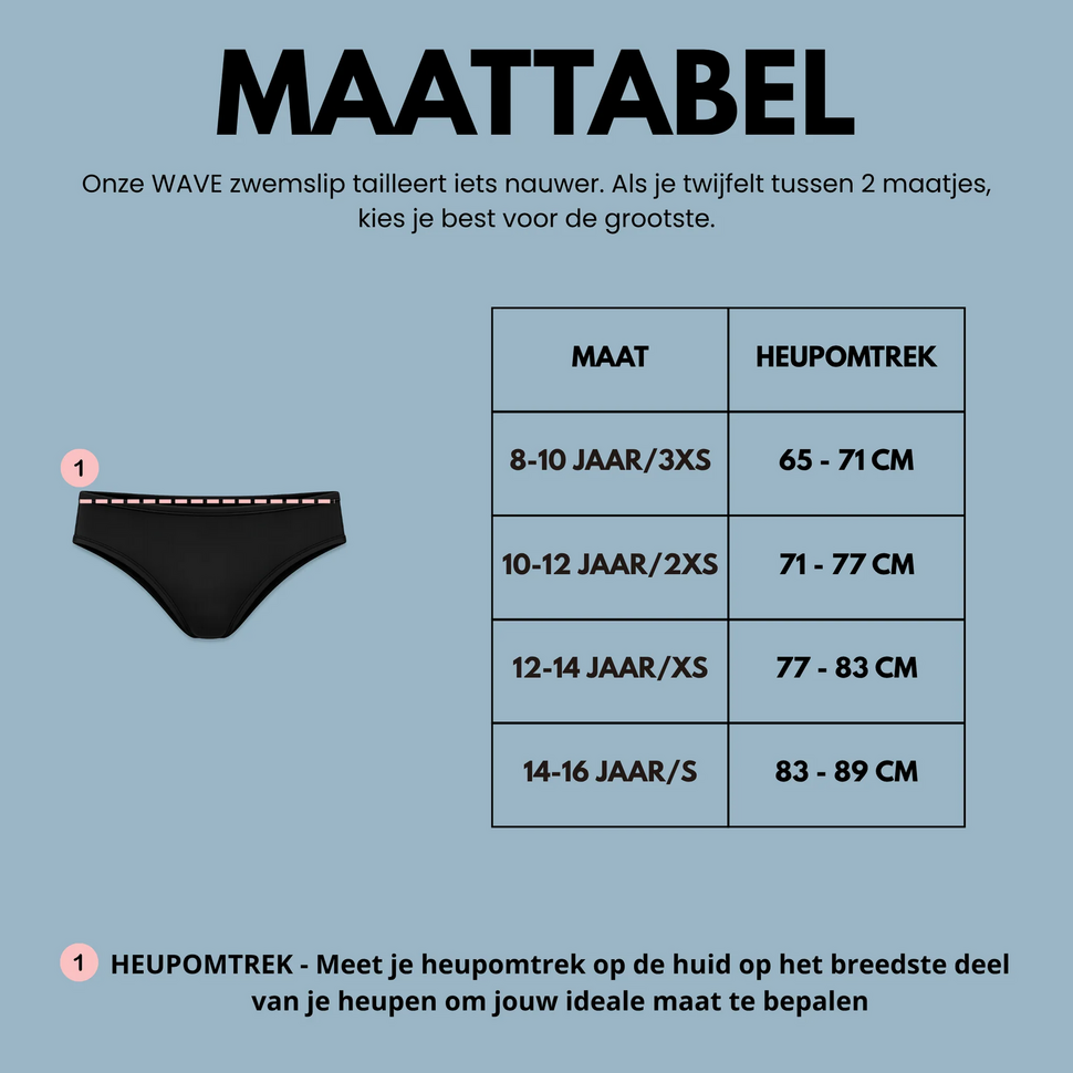 Wave menstruatie zwemslip lage taille - Tieners