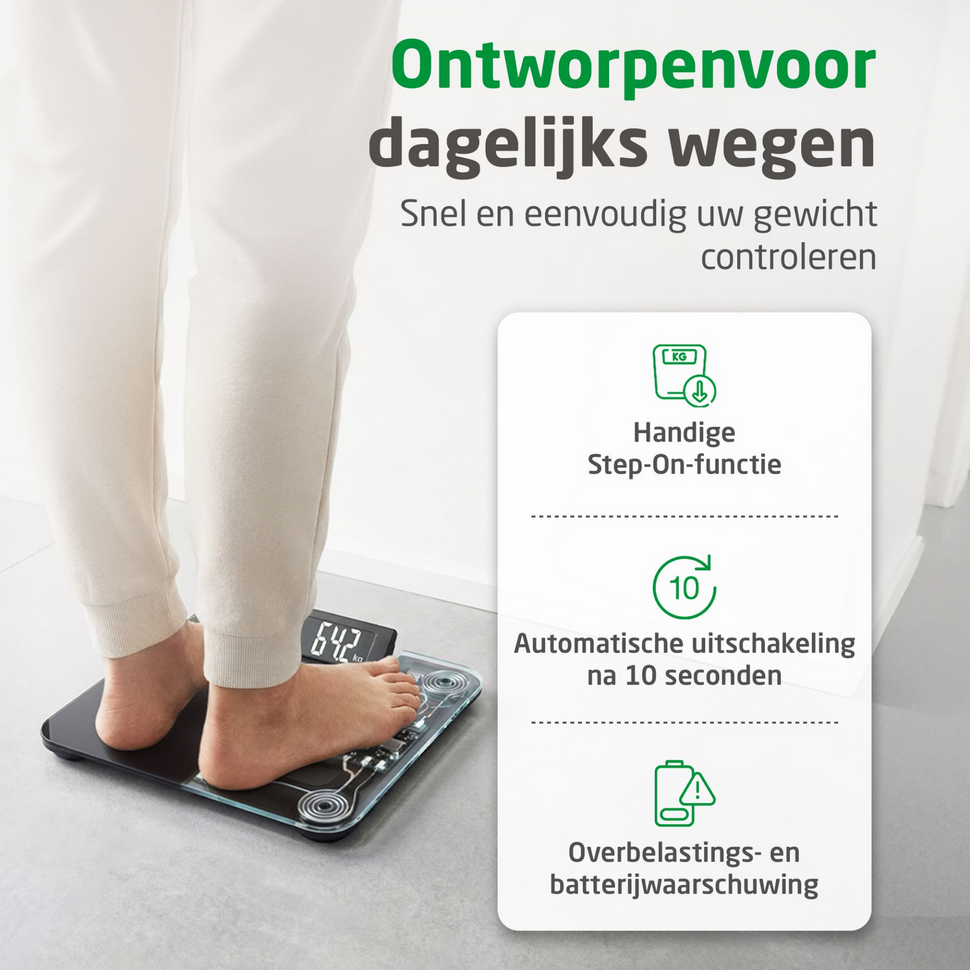 Personenweegschaal met rode wandprojectie