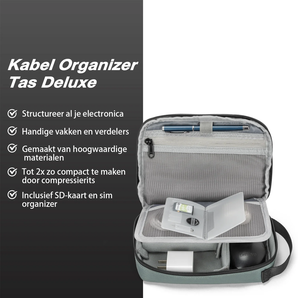 Kabel organizer tas Compress-it - Grijs