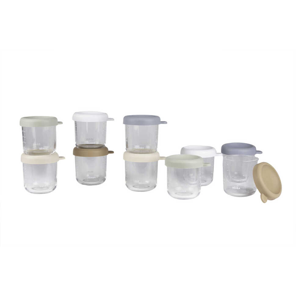 Set van 10 glazen bewaarpotjes - Natural color mix 