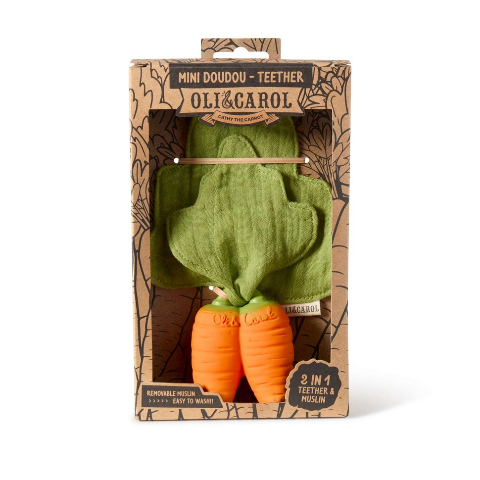 2-in-1 knuffeldoek en bijtring Cathy the Carrot Mini 