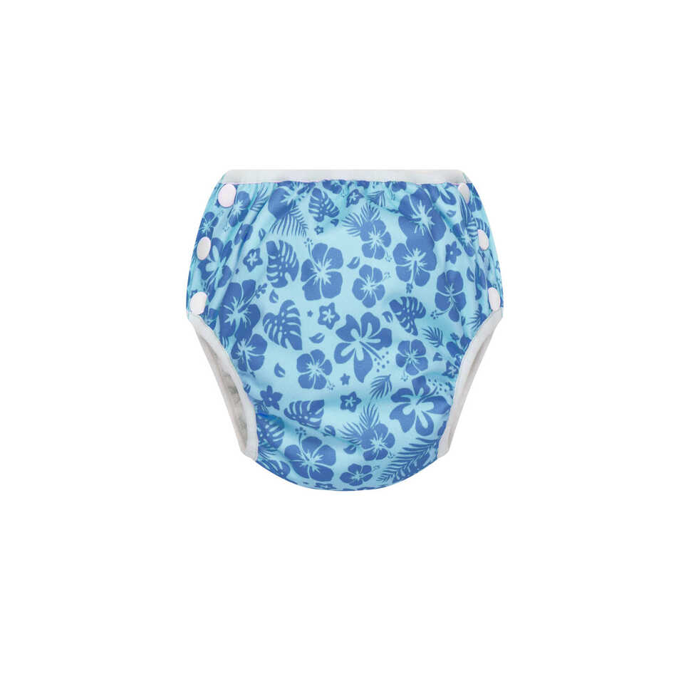 Zwem- en trainingsluier - drukknoppen - Flowers Blue