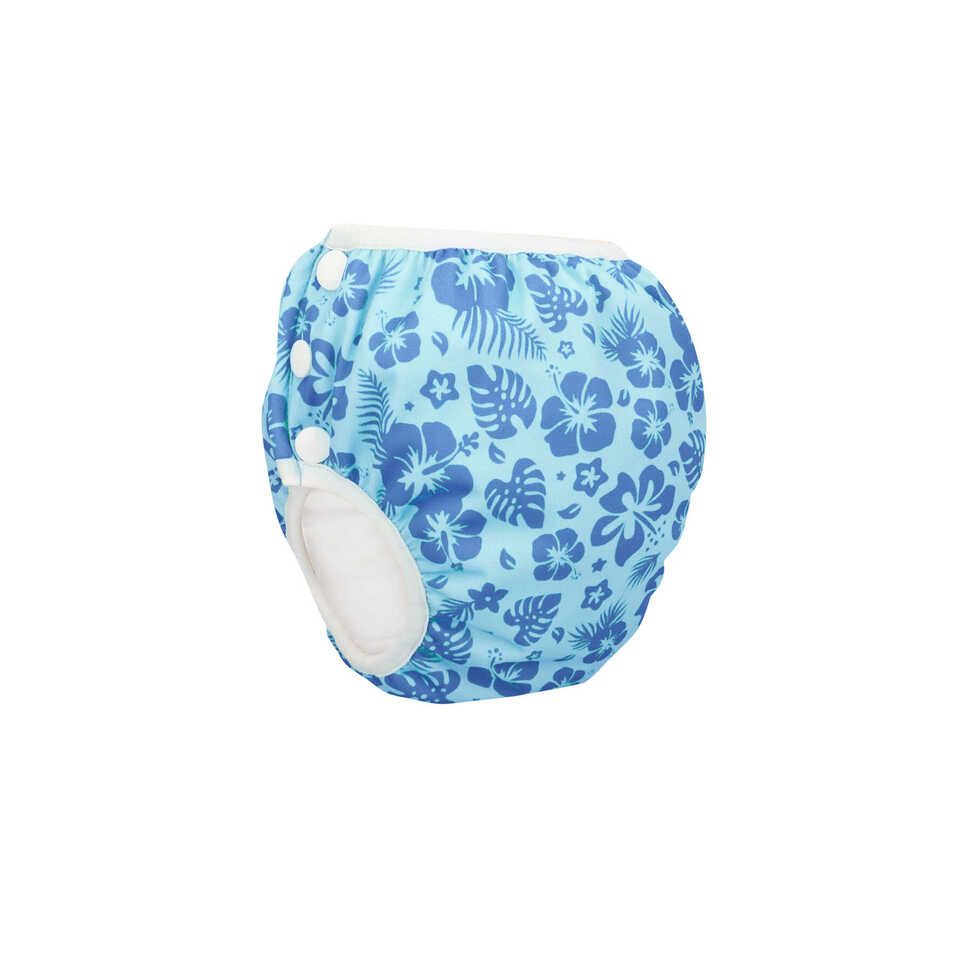 Zwem- en trainingsluier - drukknoppen - Flowers Blue
