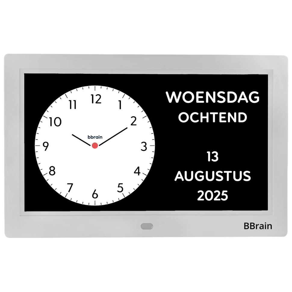 Witte analoge dementieklok met wifi
