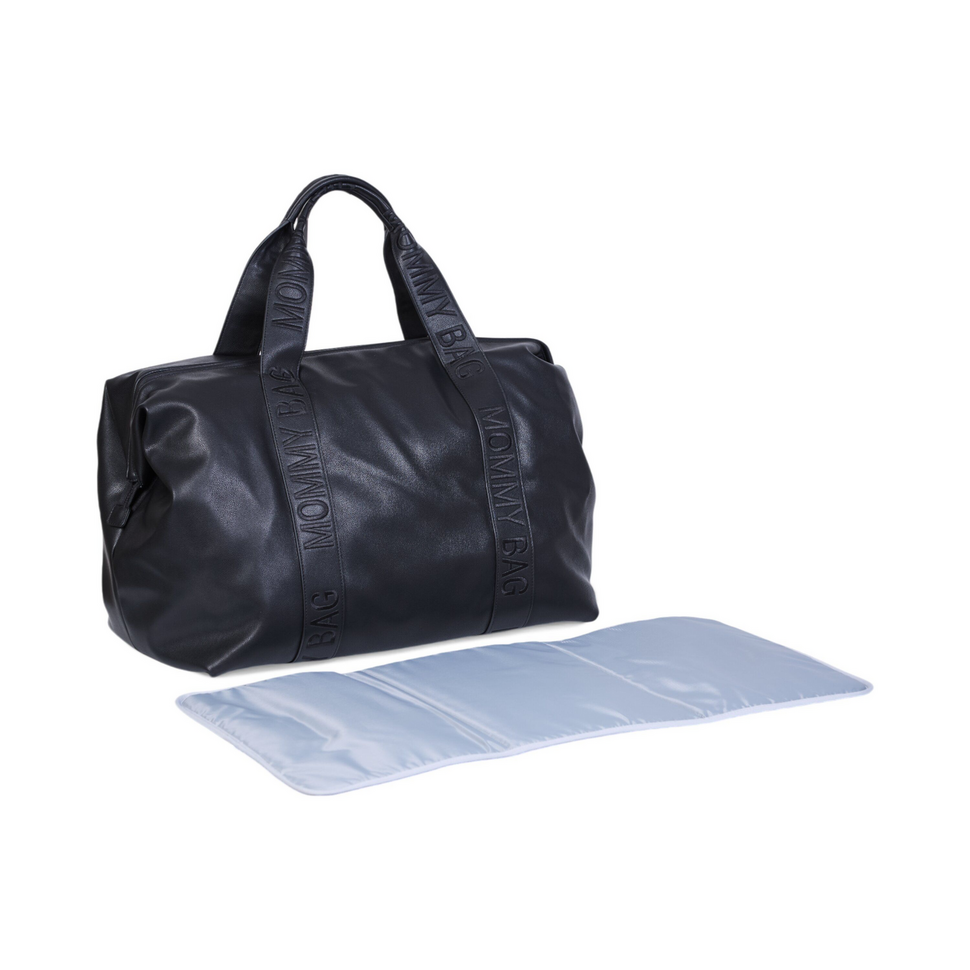Mommy bag luiertas - zwart vegan leer