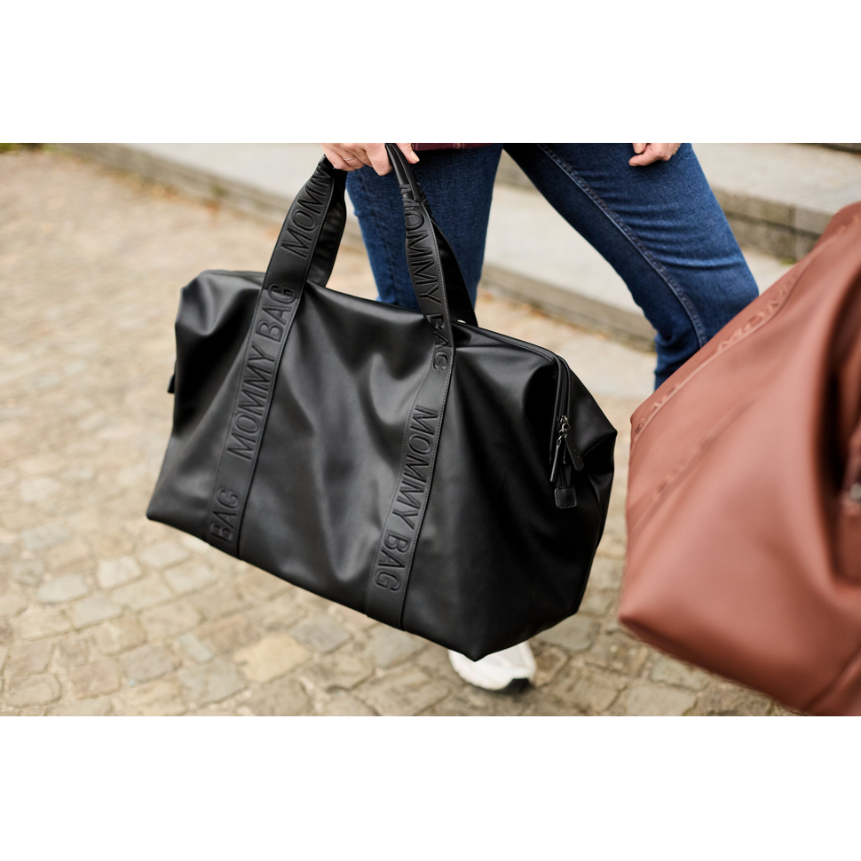 Mommy bag luiertas - zwart vegan leer