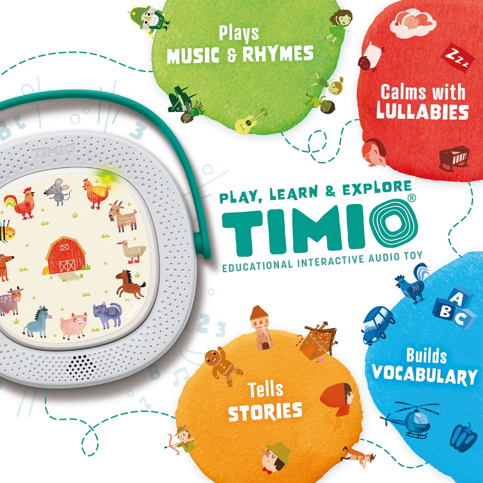 Timio player + 5 discs + gratis kerstliedjes disc