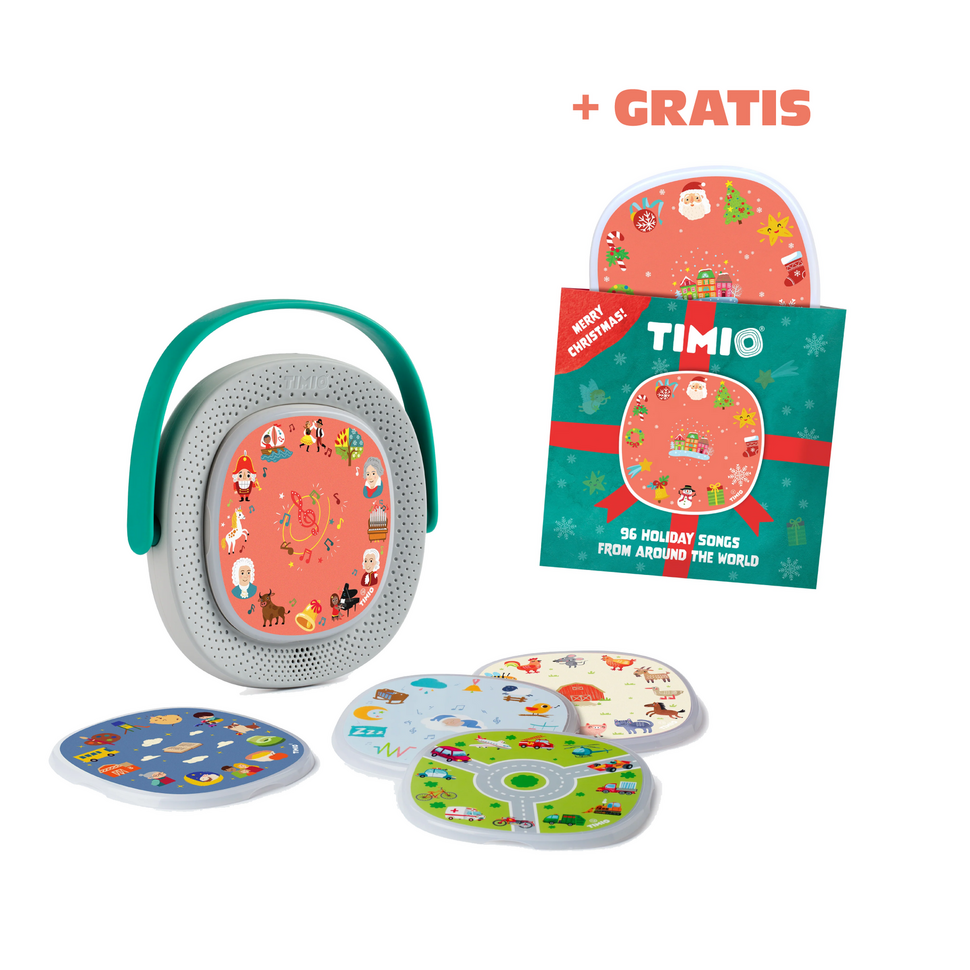 Timio player + 5 discs + gratis kerstliedjes disc